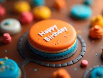 Happy Birthday Message on a Small Round Cake