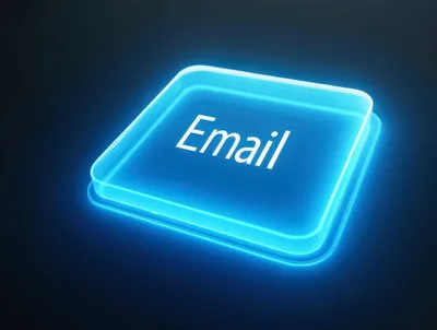 Glowing Blue Email Button On Dark Background