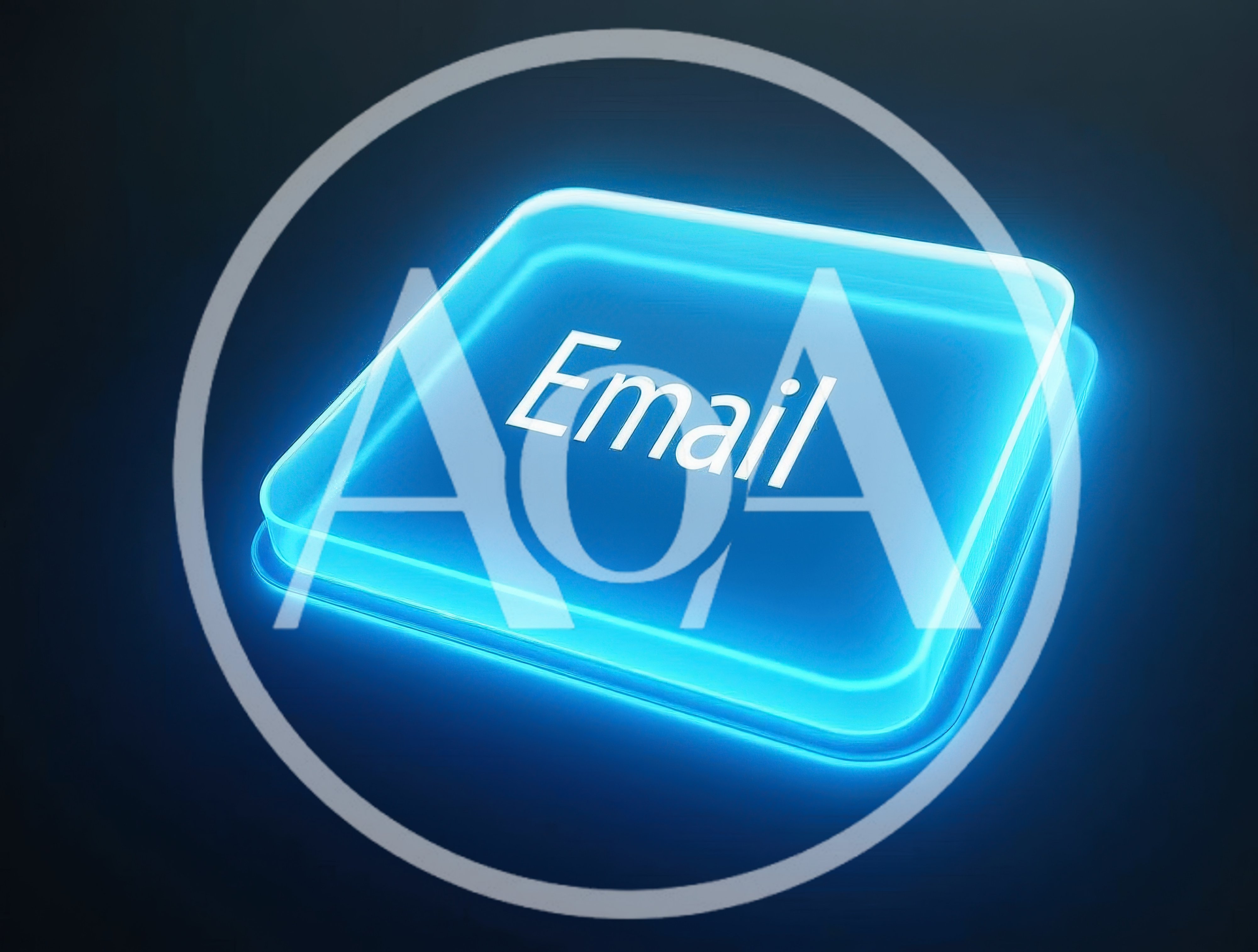 Glowing Blue Email Button On Dark Background