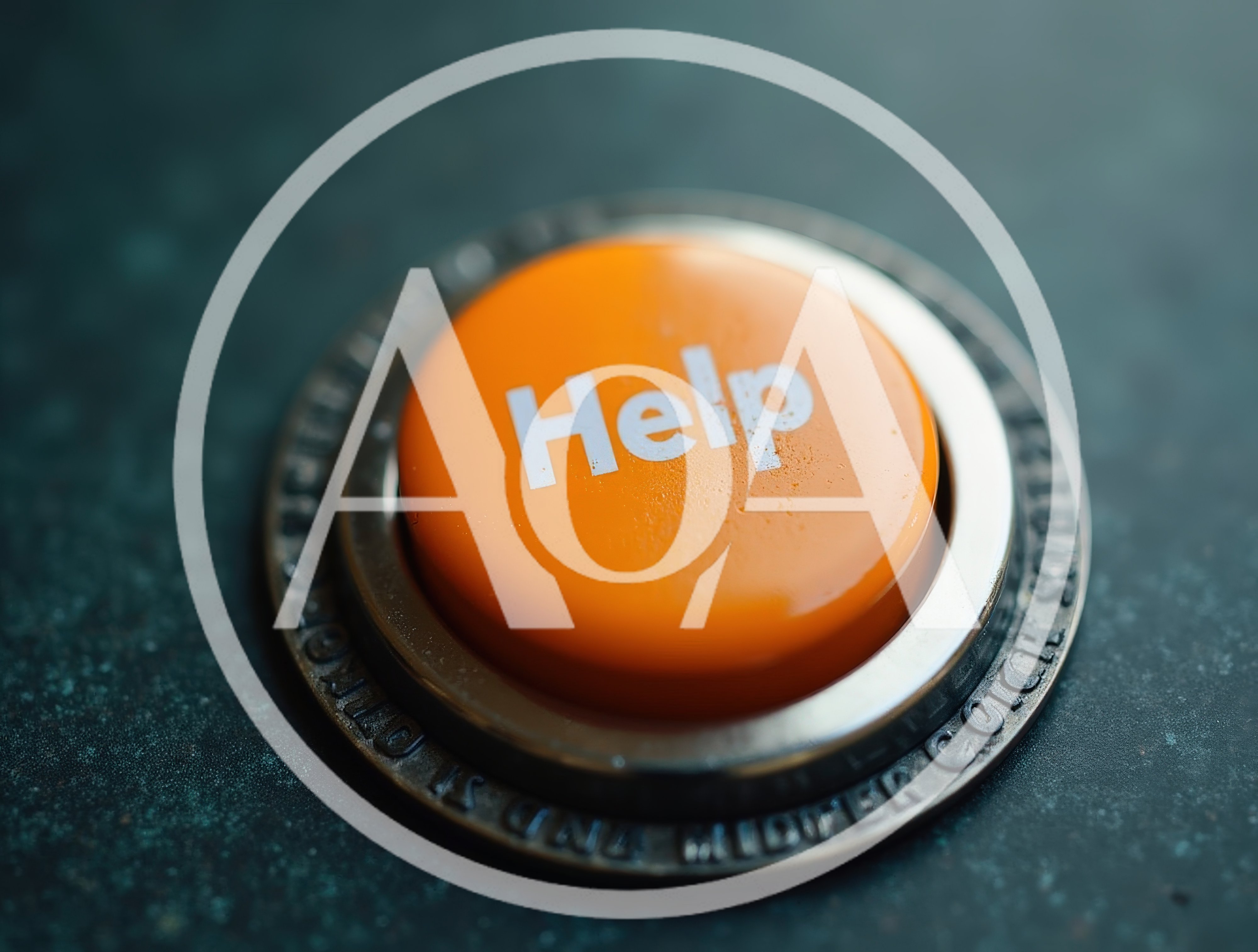 Orange Help Button On A Metallic Base