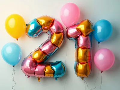 Colorful Foil Number Twenty One Balloons