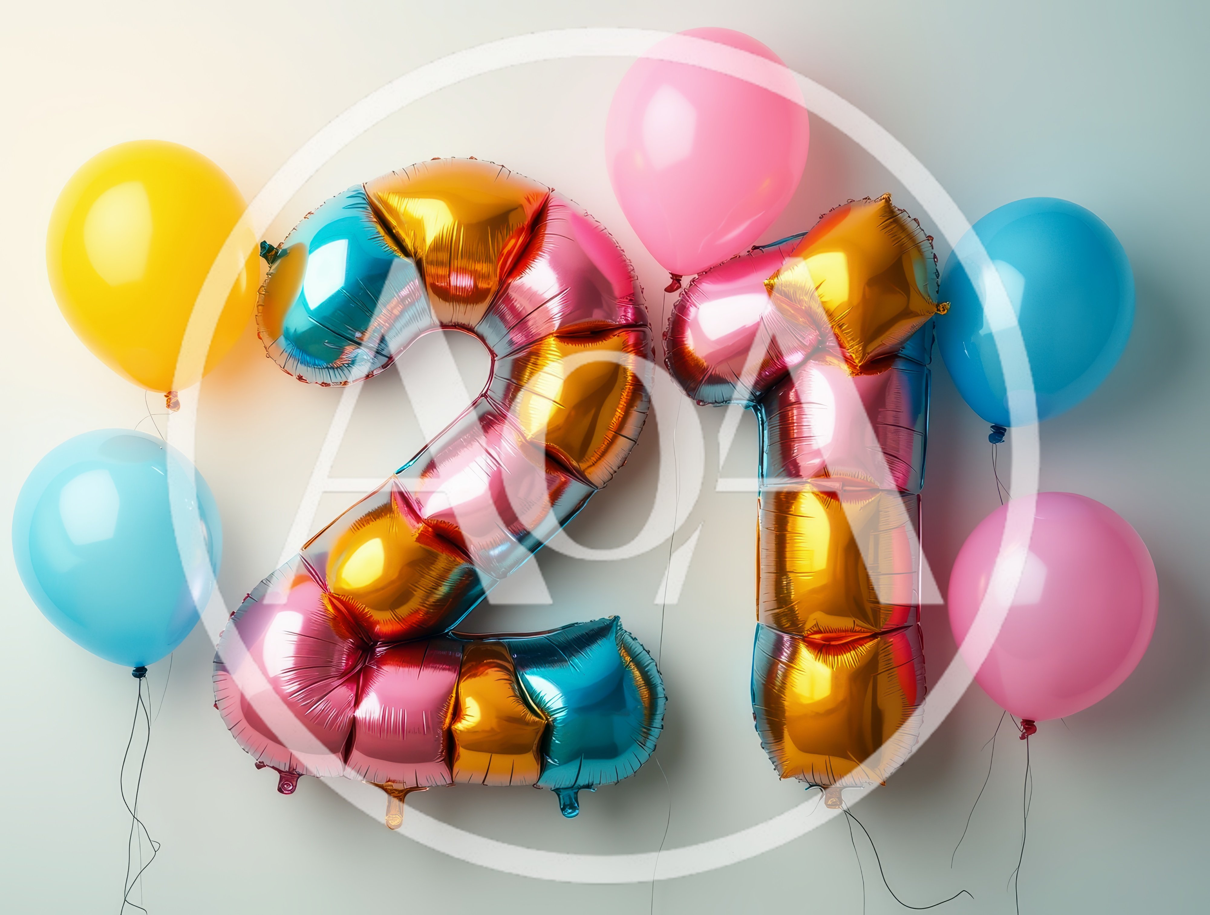 Colorful Foil Number Twenty One Balloons