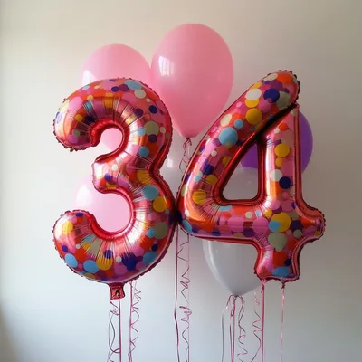Number 34 Foil Balloons For Birthday Celebration