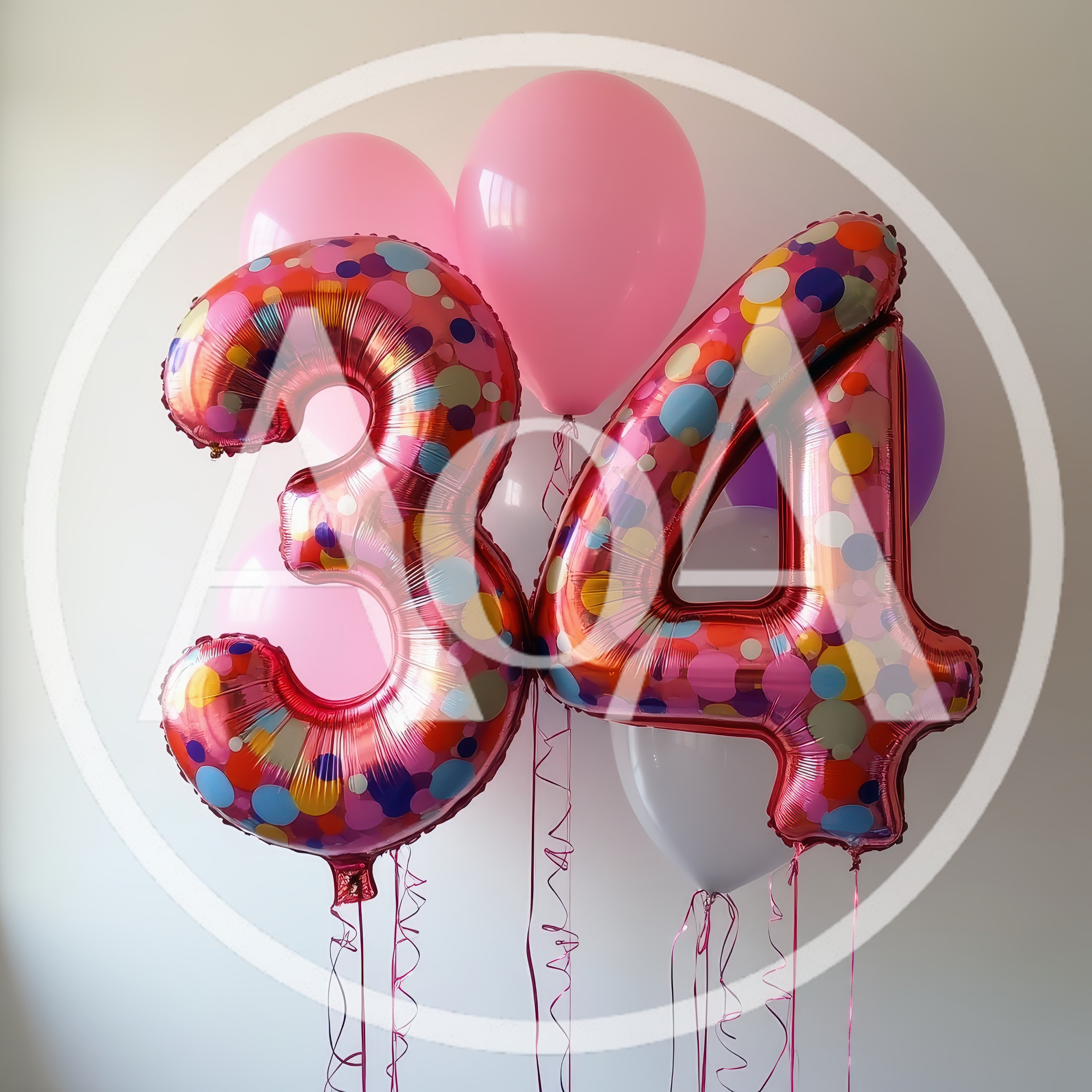Number 34 Foil Balloons For Birthday Celebration