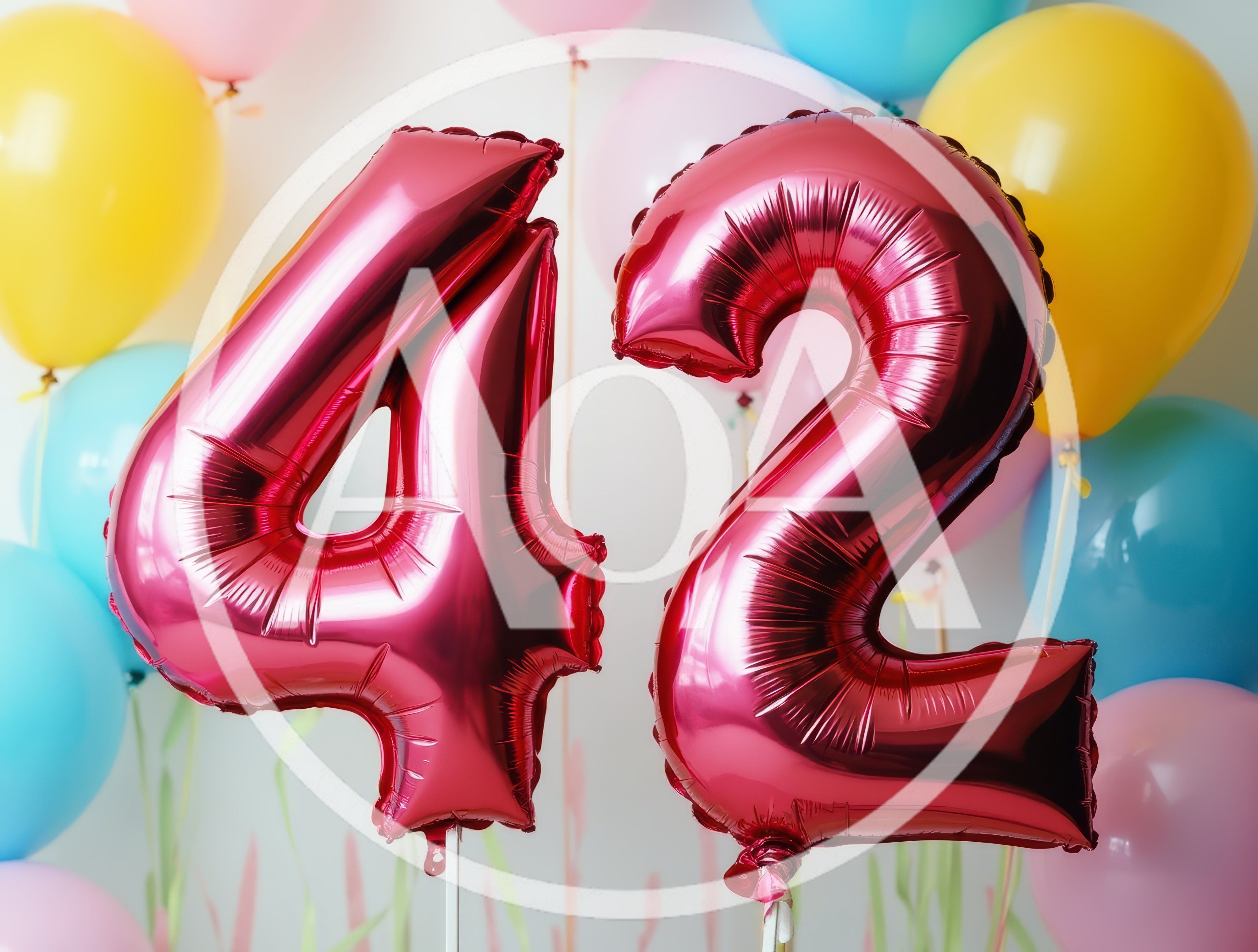 Red Foil Number 42 Balloons for Birthday Celebration