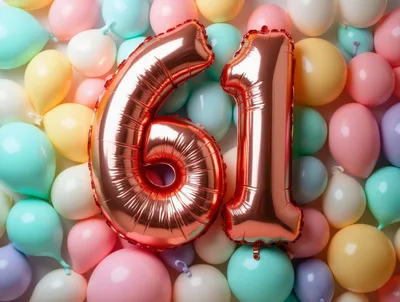Rose Gold Number Sixty One Balloon Decoration