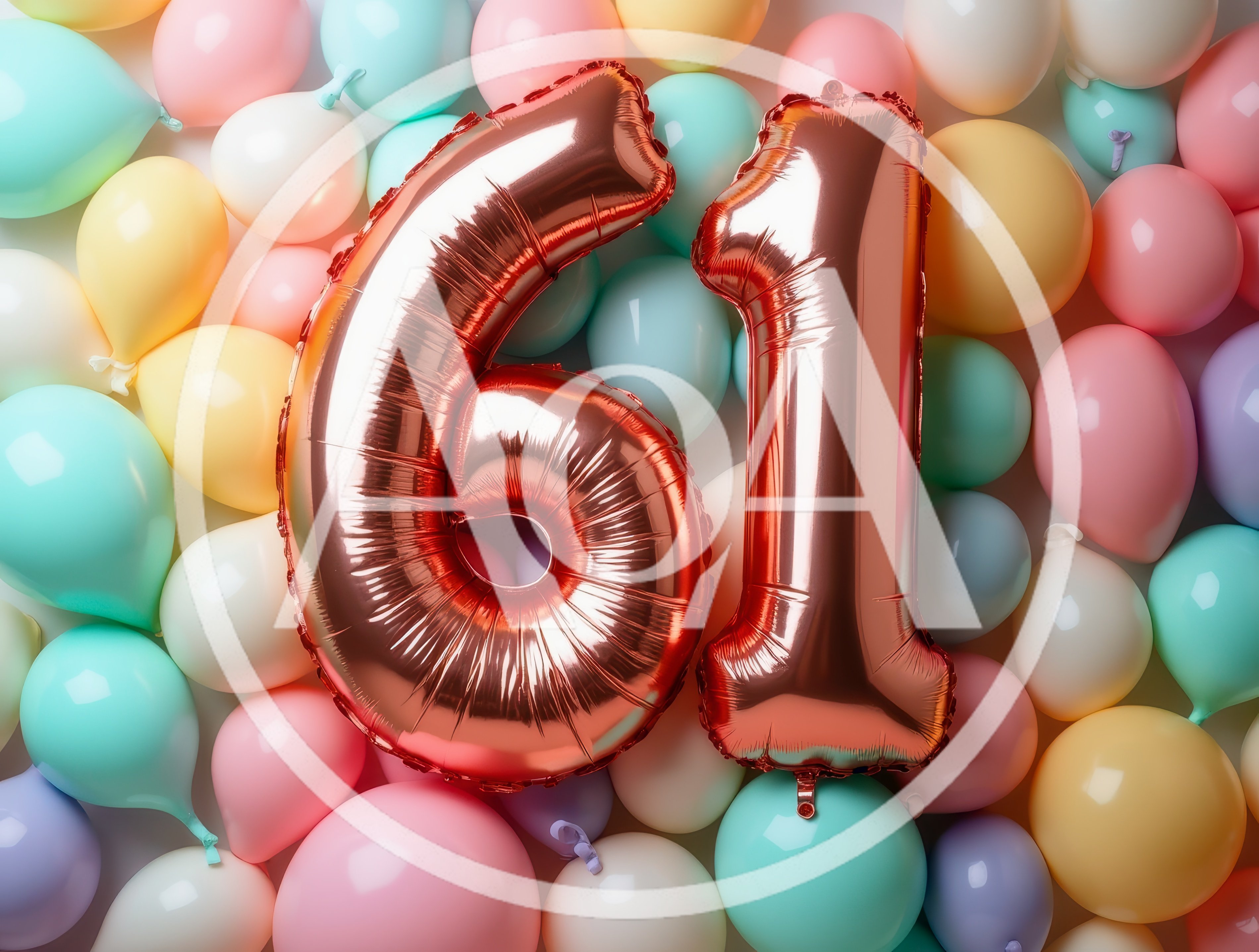 Rose Gold Number Sixty One Balloon Decoration