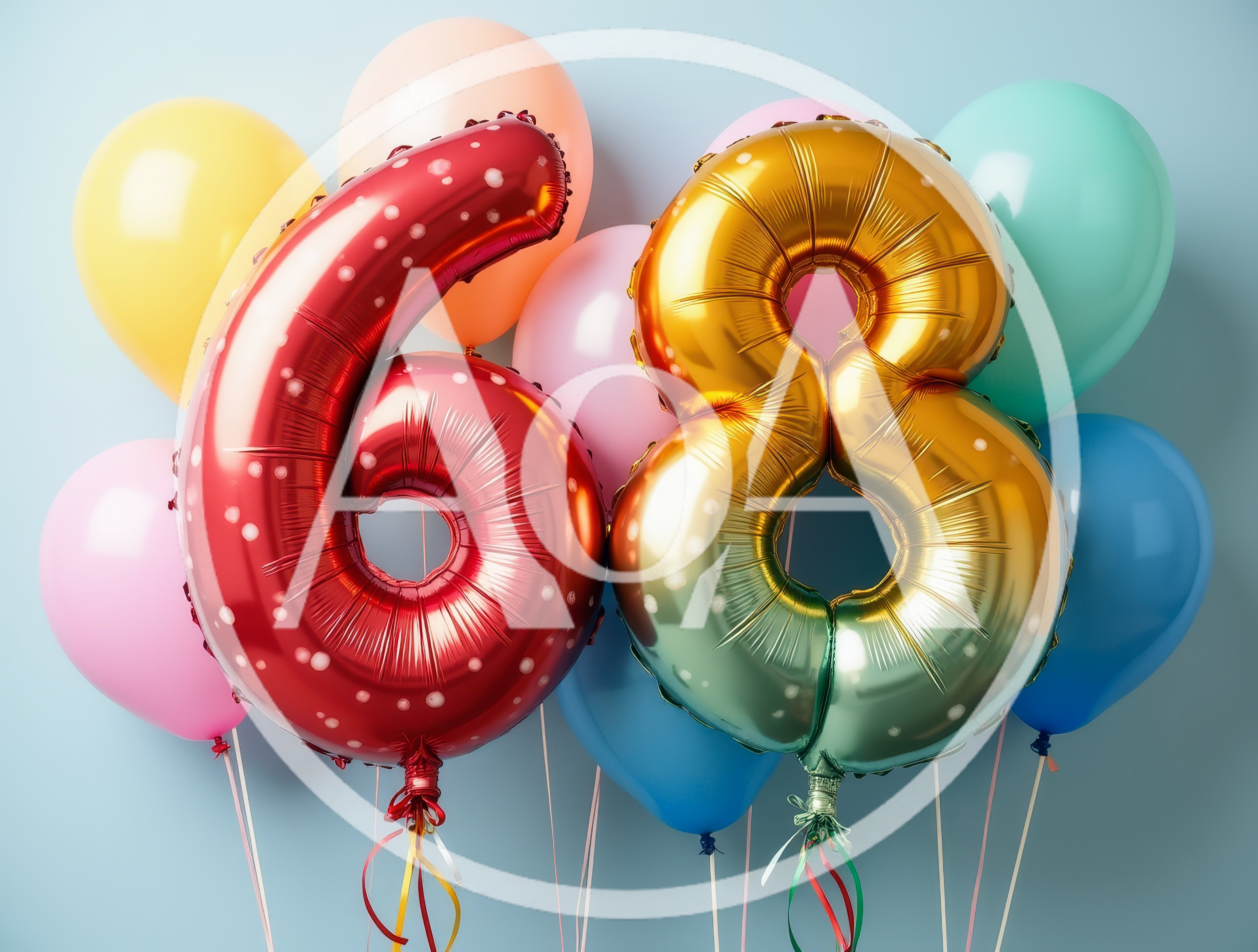Red Six and Gold Eight Number Balloons
