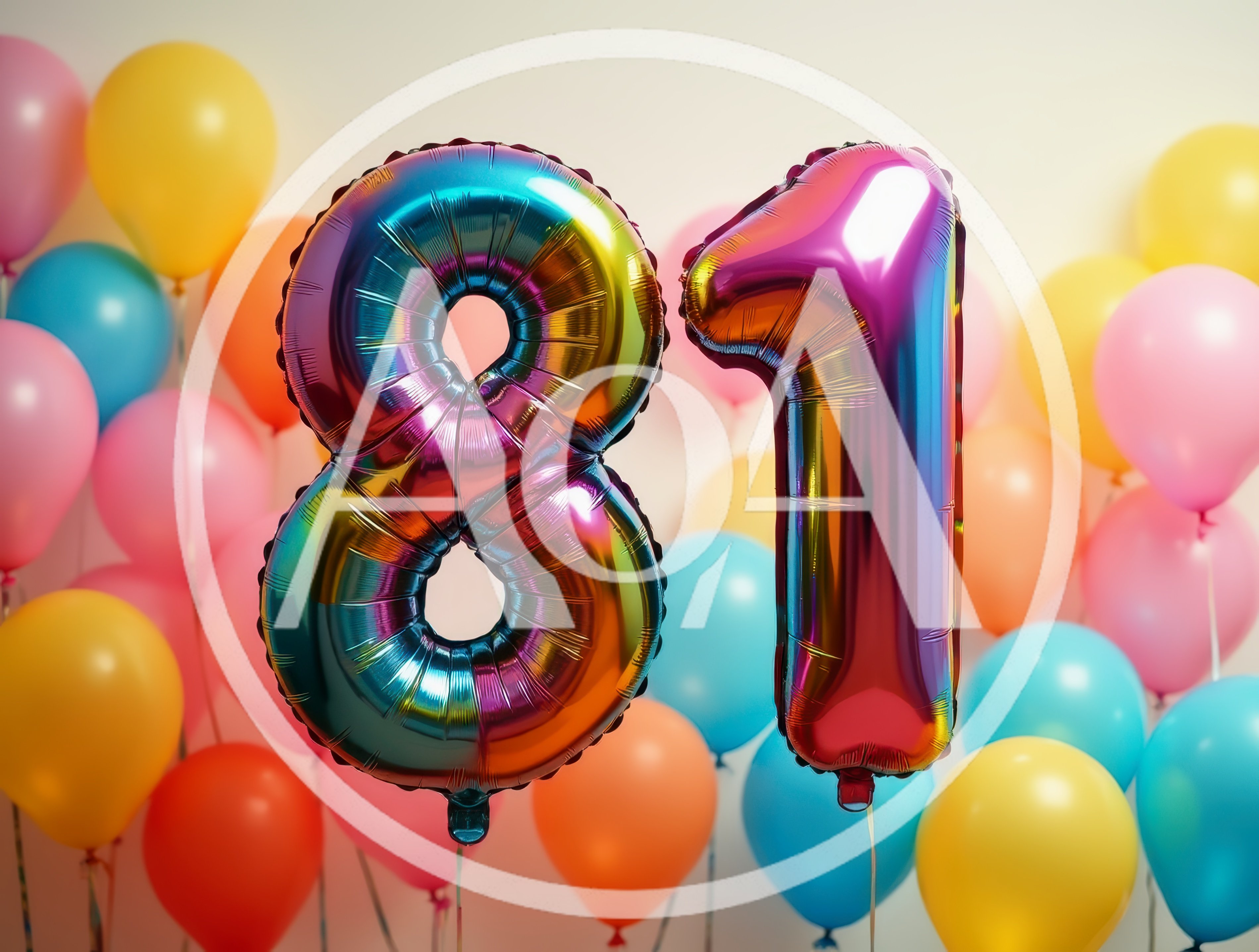 Rainbow Foil Balloon Number Eighty One