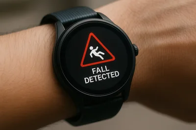 Smartwatch Displaying Fall Detection Alert On Wrist