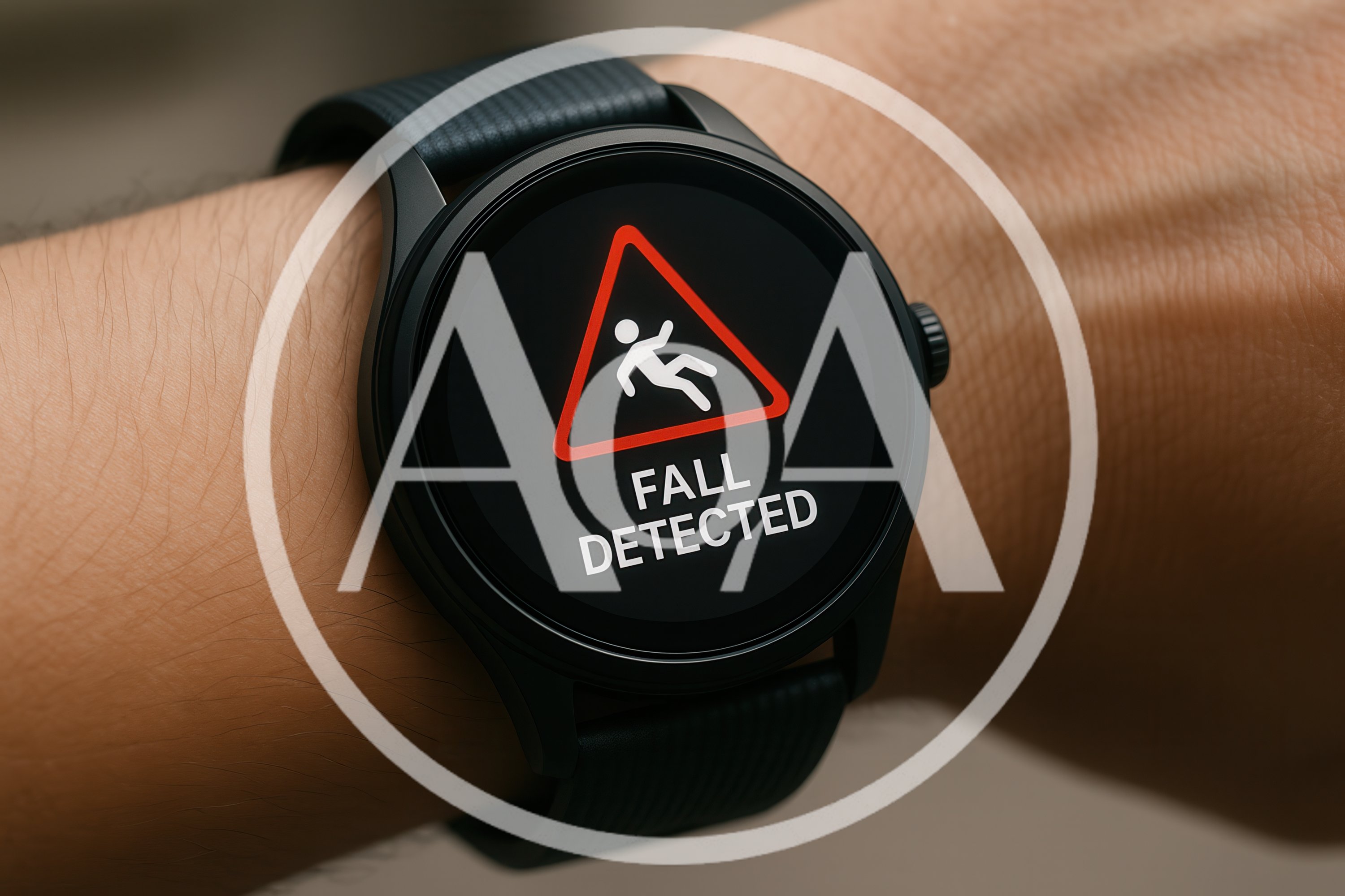 Smartwatch Displaying Fall Detection Alert On Wrist