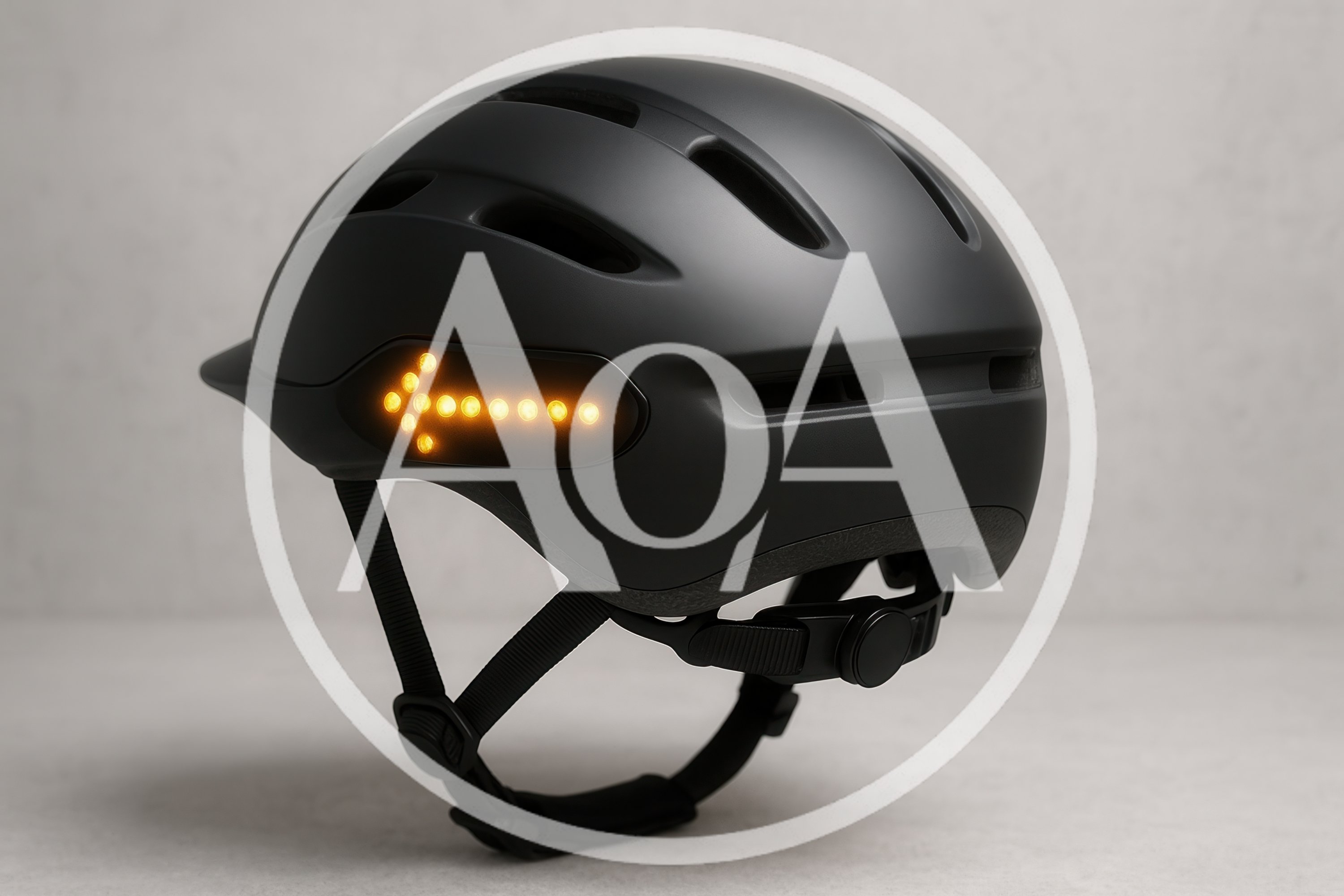 Modern Matte Black Bicycle Helmet With Integrated LED Turn Signal
