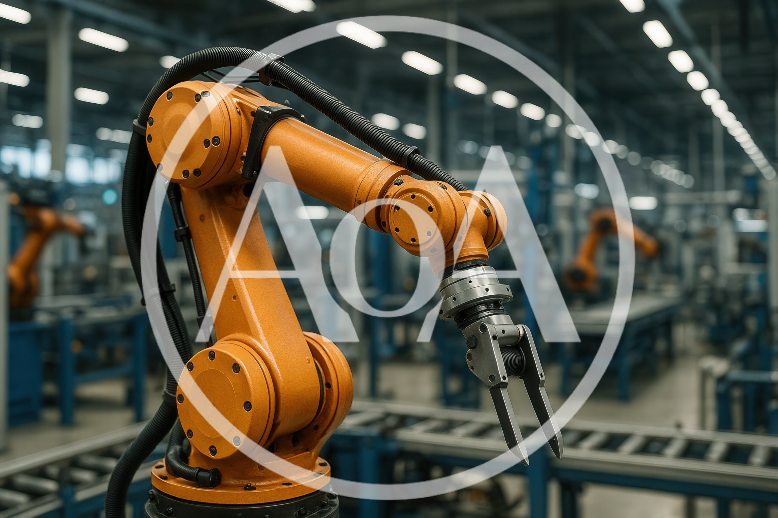 Industrial Robotic Arm In A Modern Manufacturing Facility