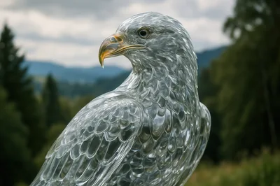Crystal Glass Eagle Sculpture Outdoors