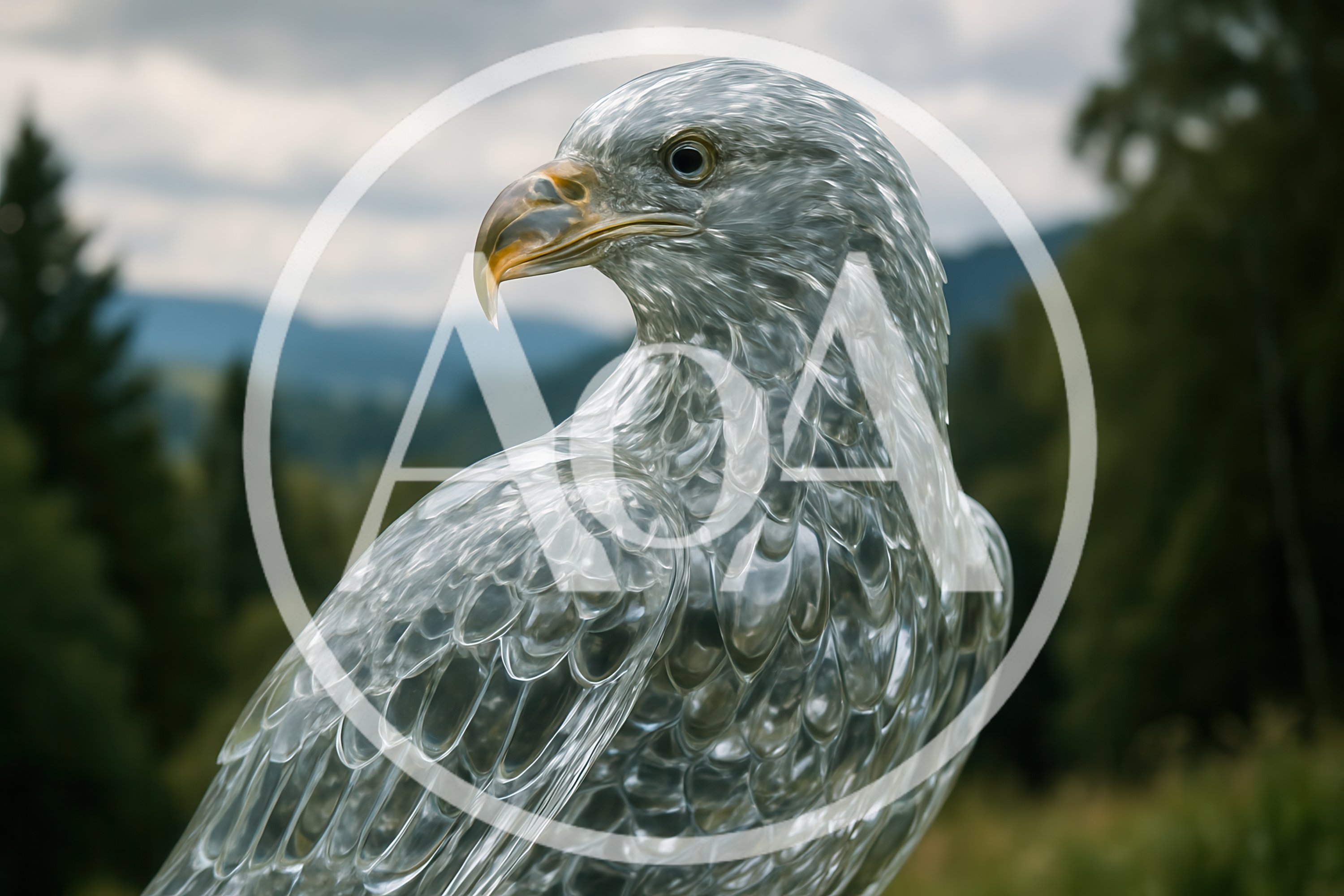 Crystal Glass Eagle Sculpture Outdoors