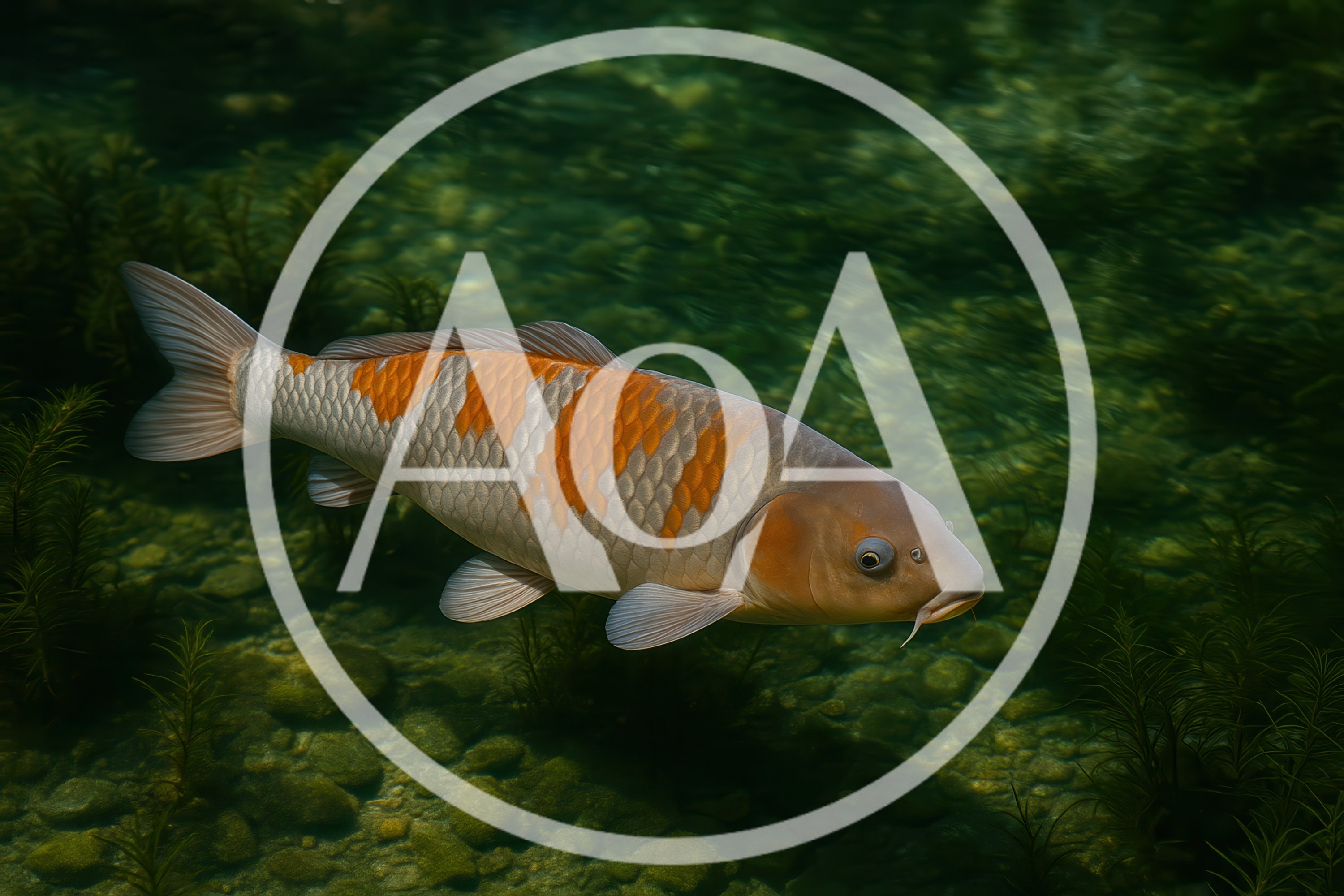Koi Fish Swimming In Clear Pond Water