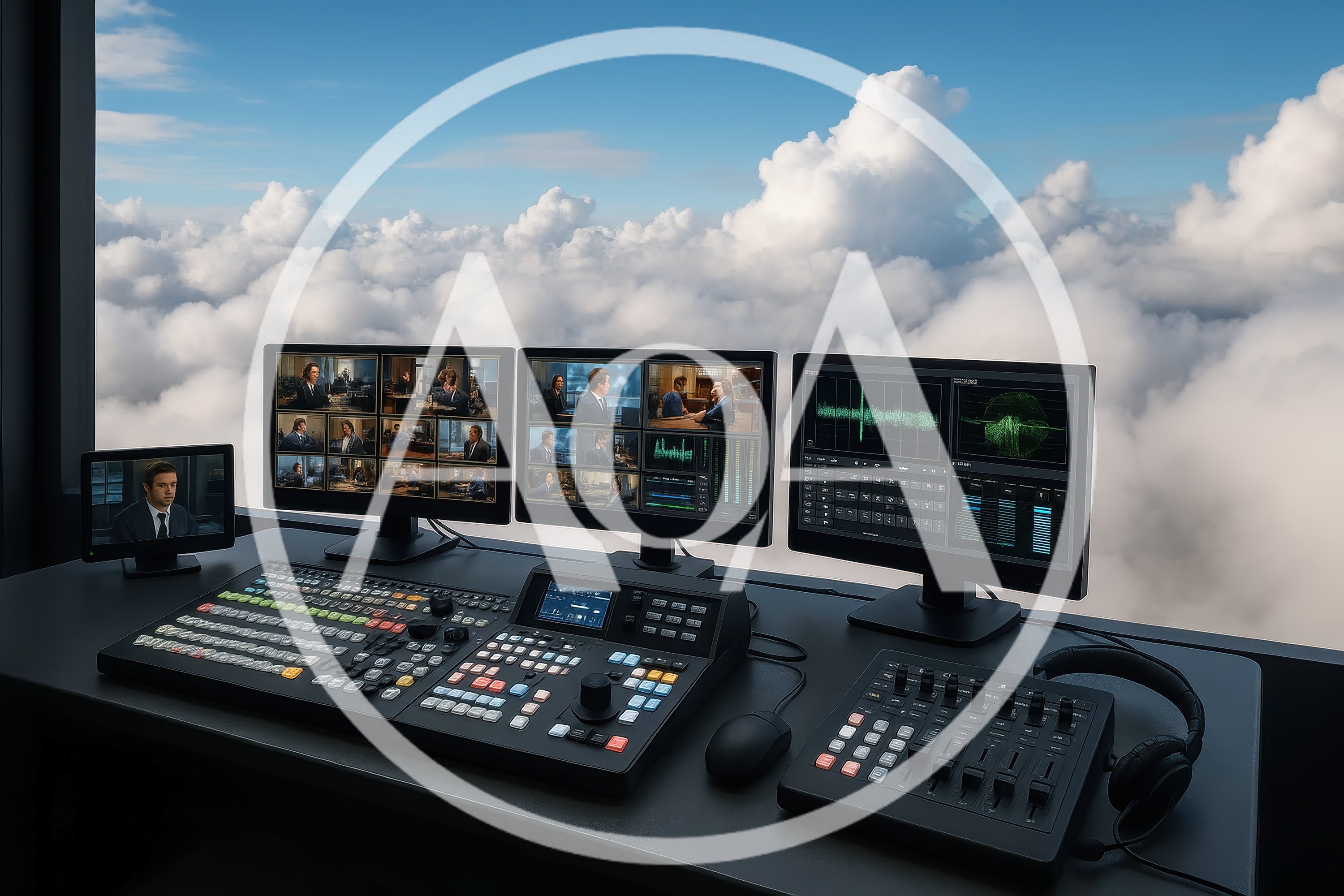 Broadcast Control Room Overlooking Clouds