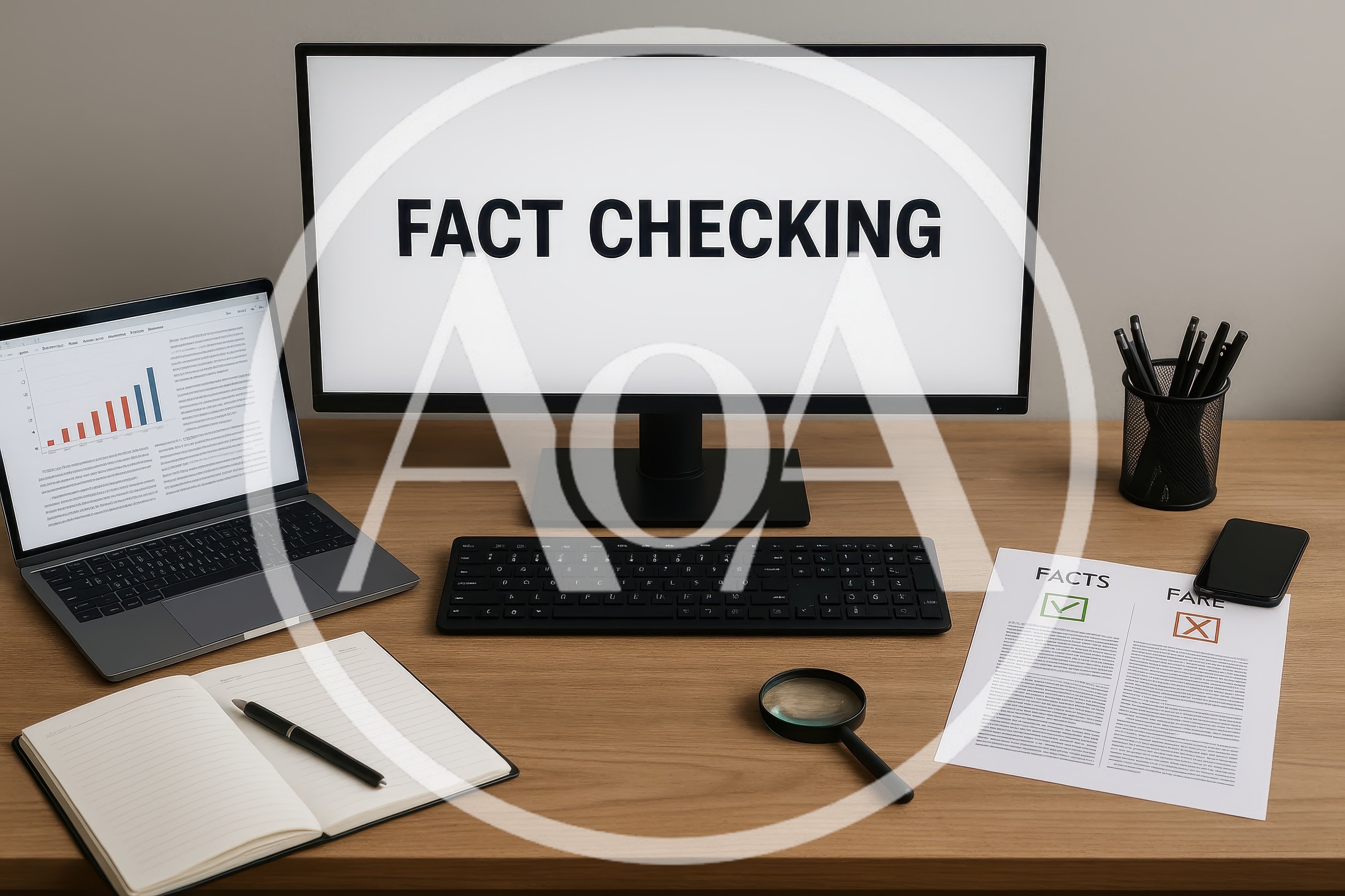 Fact Checking Concept With Computer And Documents
