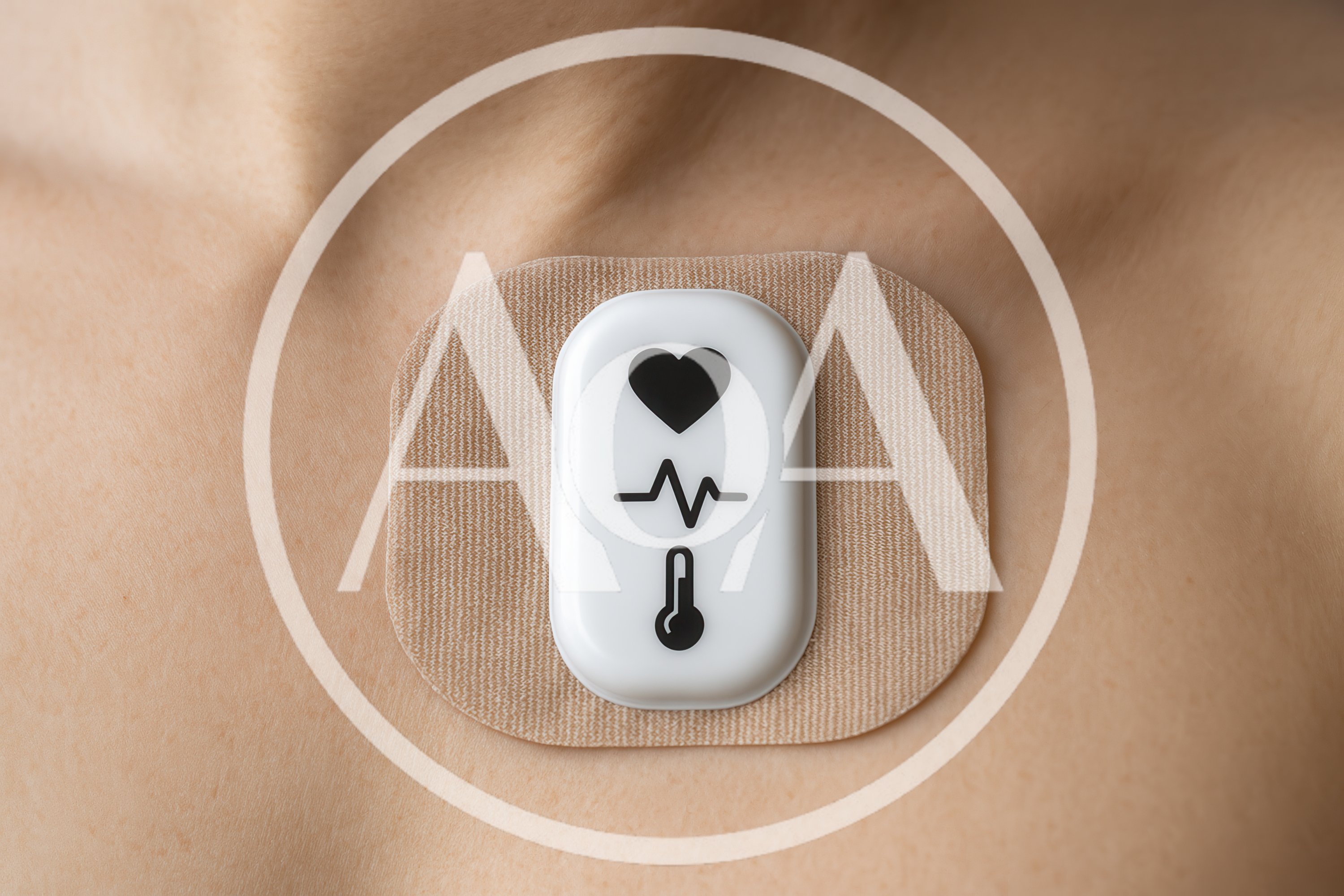 Wearable Health Monitor Patch On Human Chest