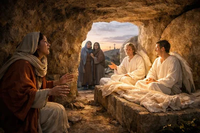 Biblical Scene Of Women Visiting The Empty Tomb