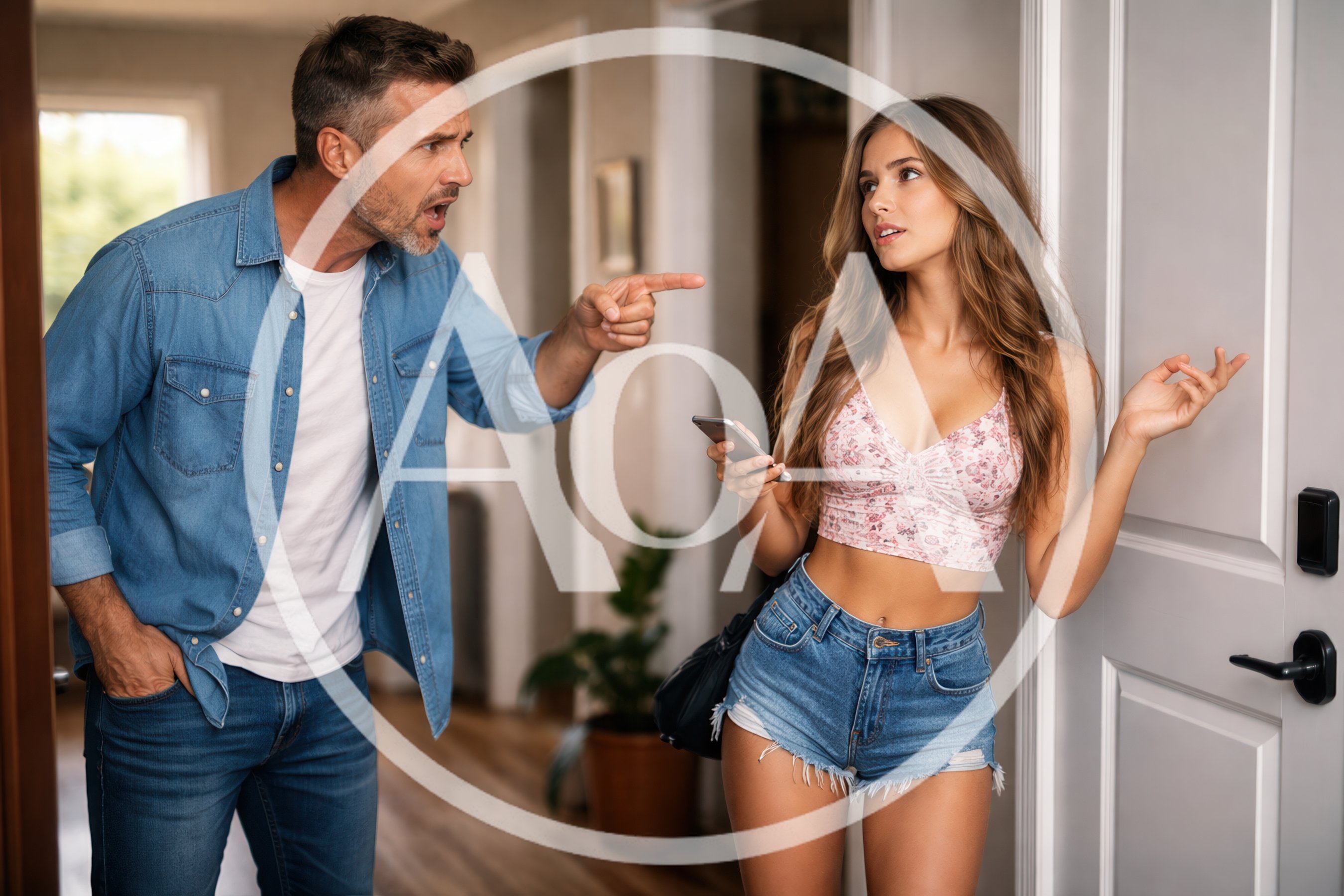 Angry Father Confronting Daughter At Home