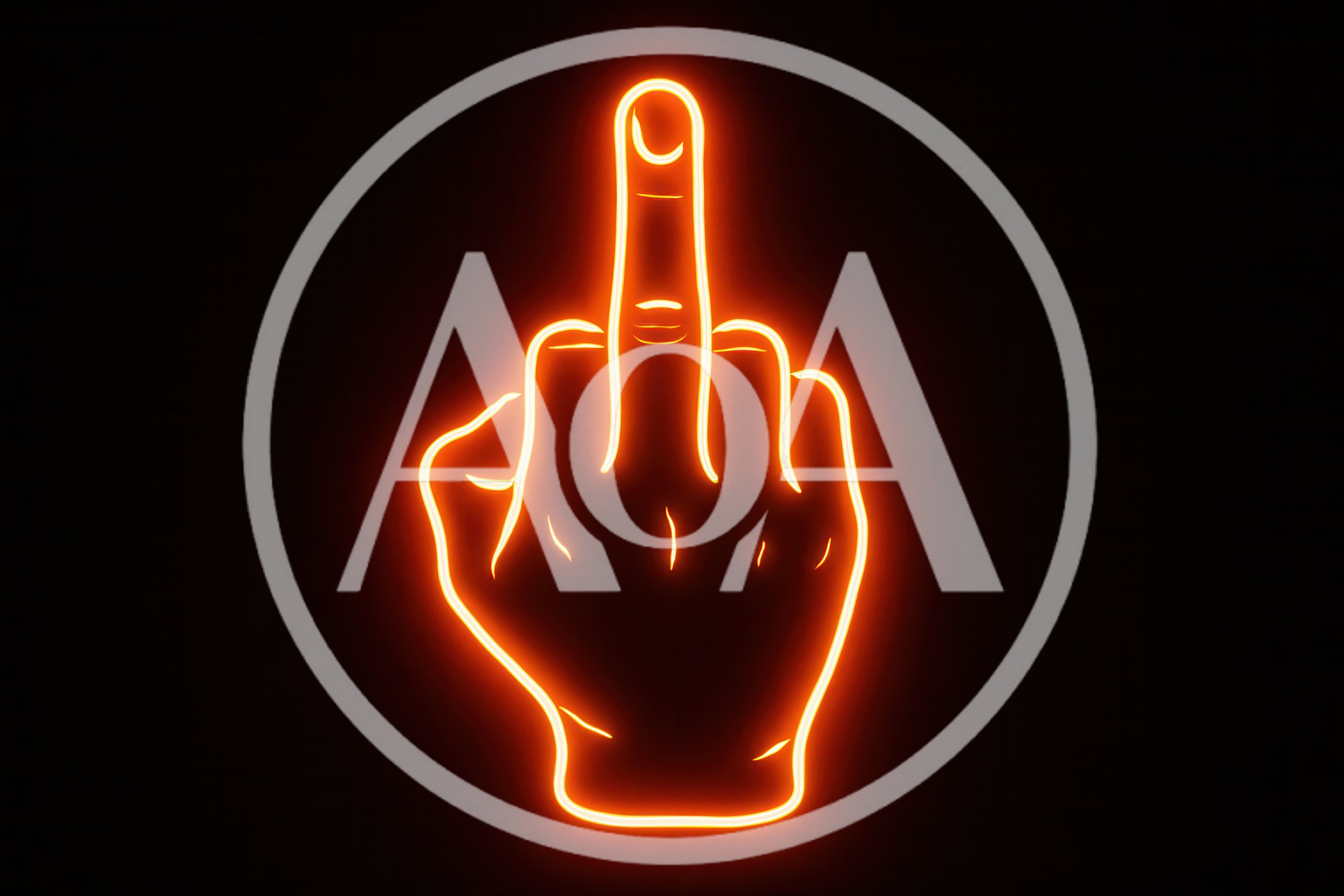Neon Orange Middle Finger Gesture Sign