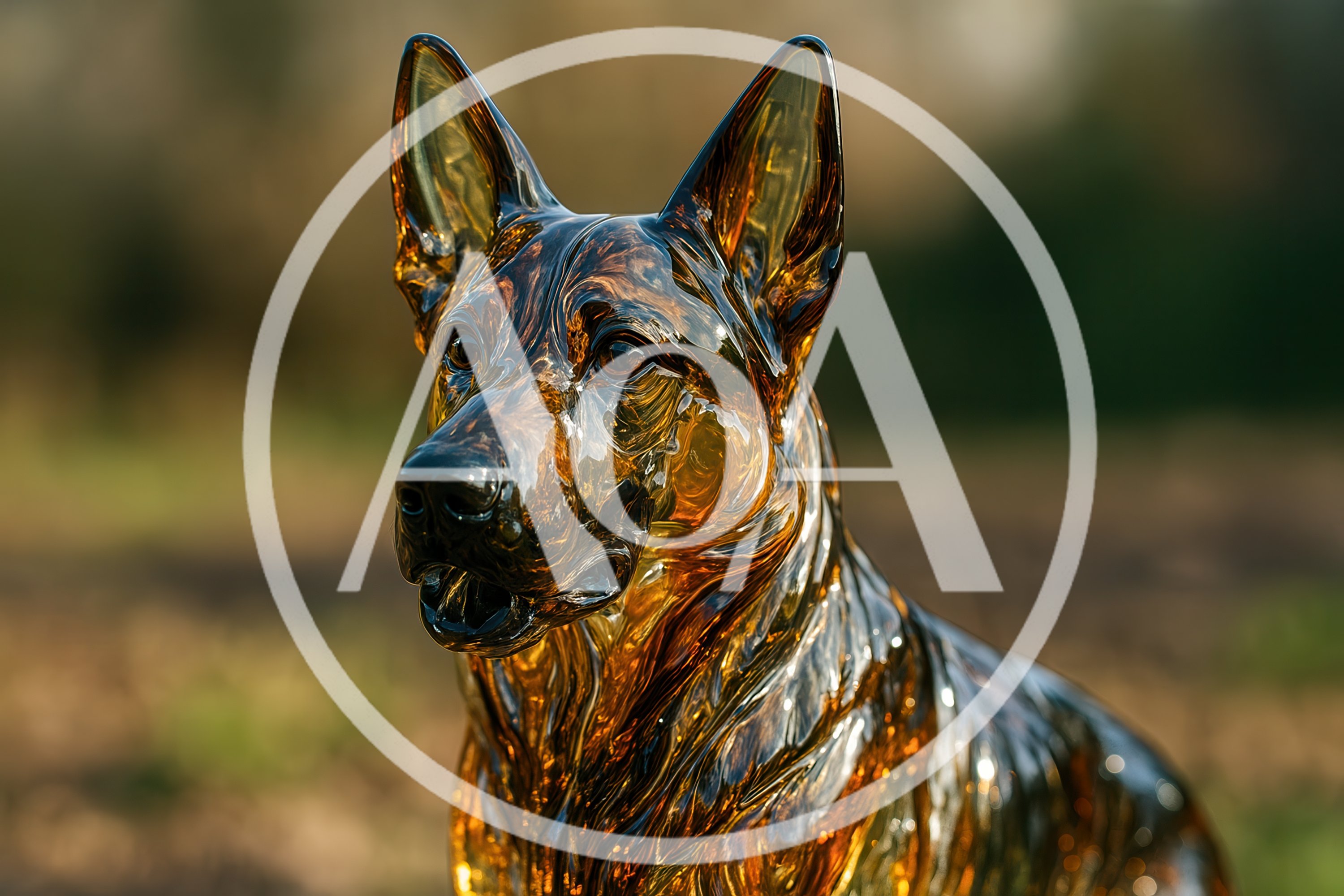 Amber Glass German Shepherd Dog Sculpture