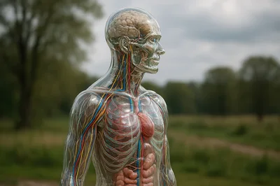 Transparent Human Anatomy Model With Visible Internal Organs