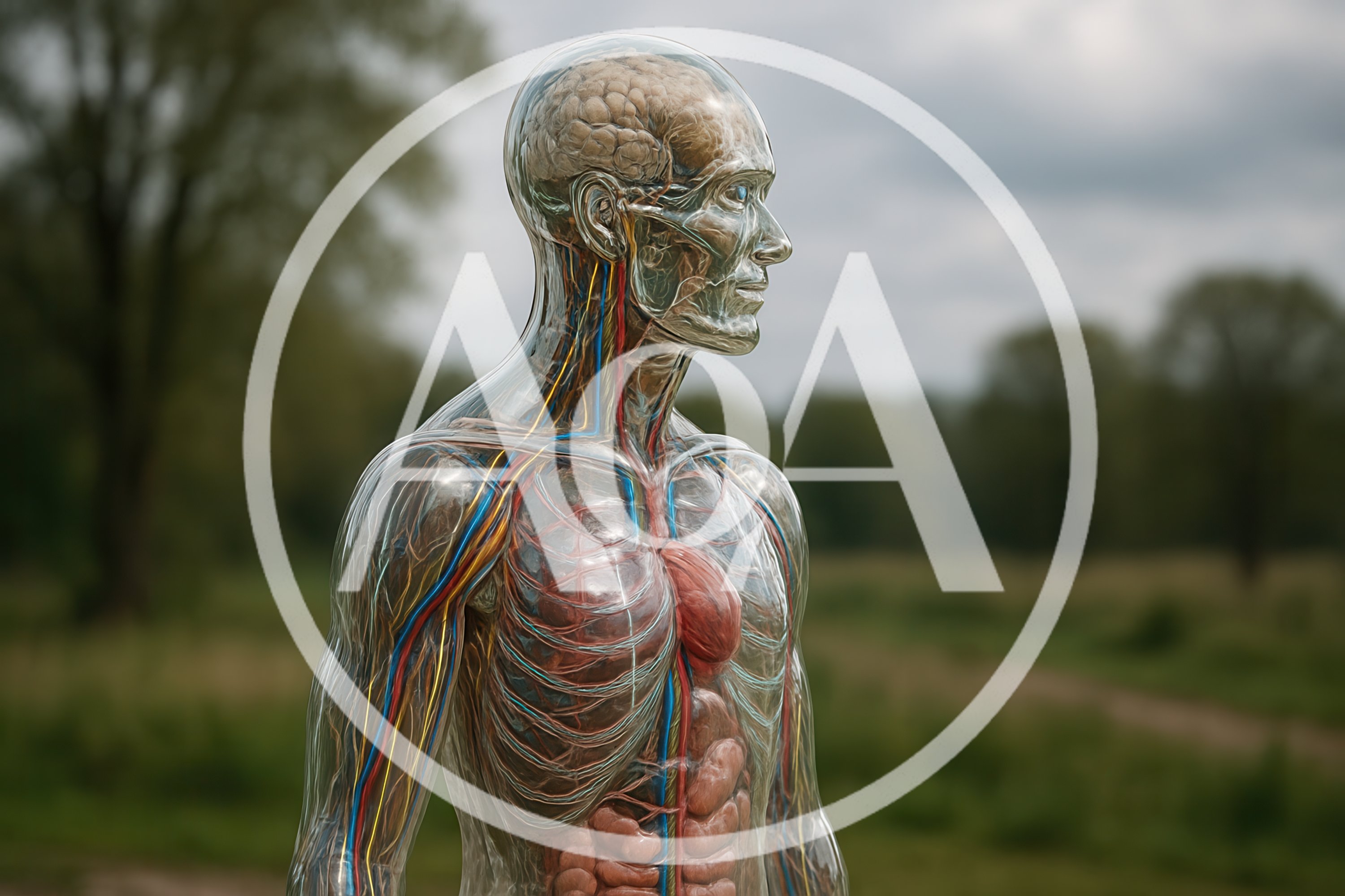 Transparent Human Anatomy Model With Visible Internal Organs