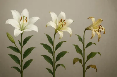 Three Stages Of Lily Flower Life Cycle