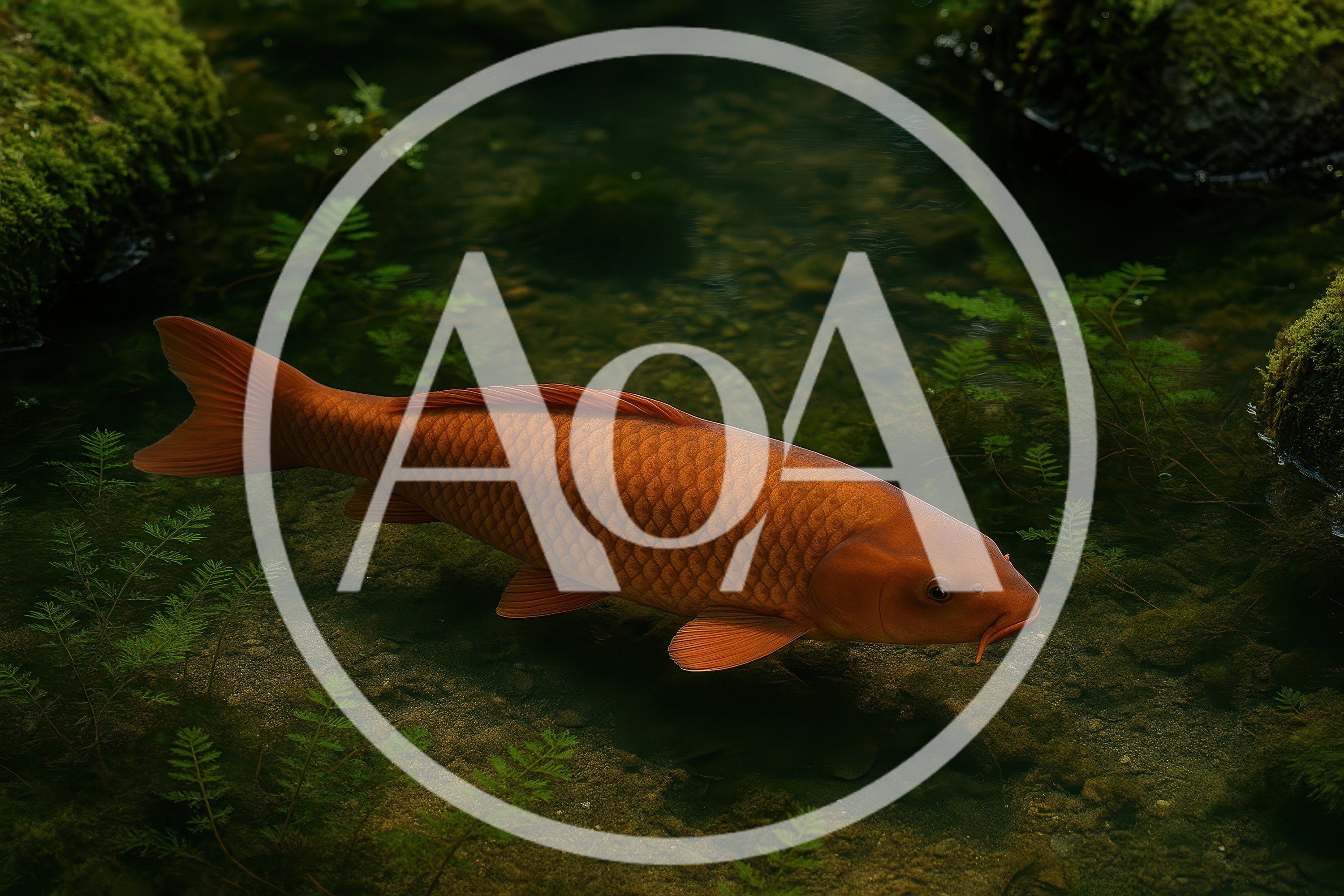 Orange Koi Fish Swimming in a Clear Pond