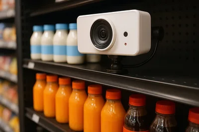 Security Camera Monitoring Products On Supermarket Shelf