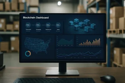 Blockchain Supply Chain Dashboard On Computer Monitor