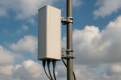 Cellular Network Antenna Mounted On A Metal Pole