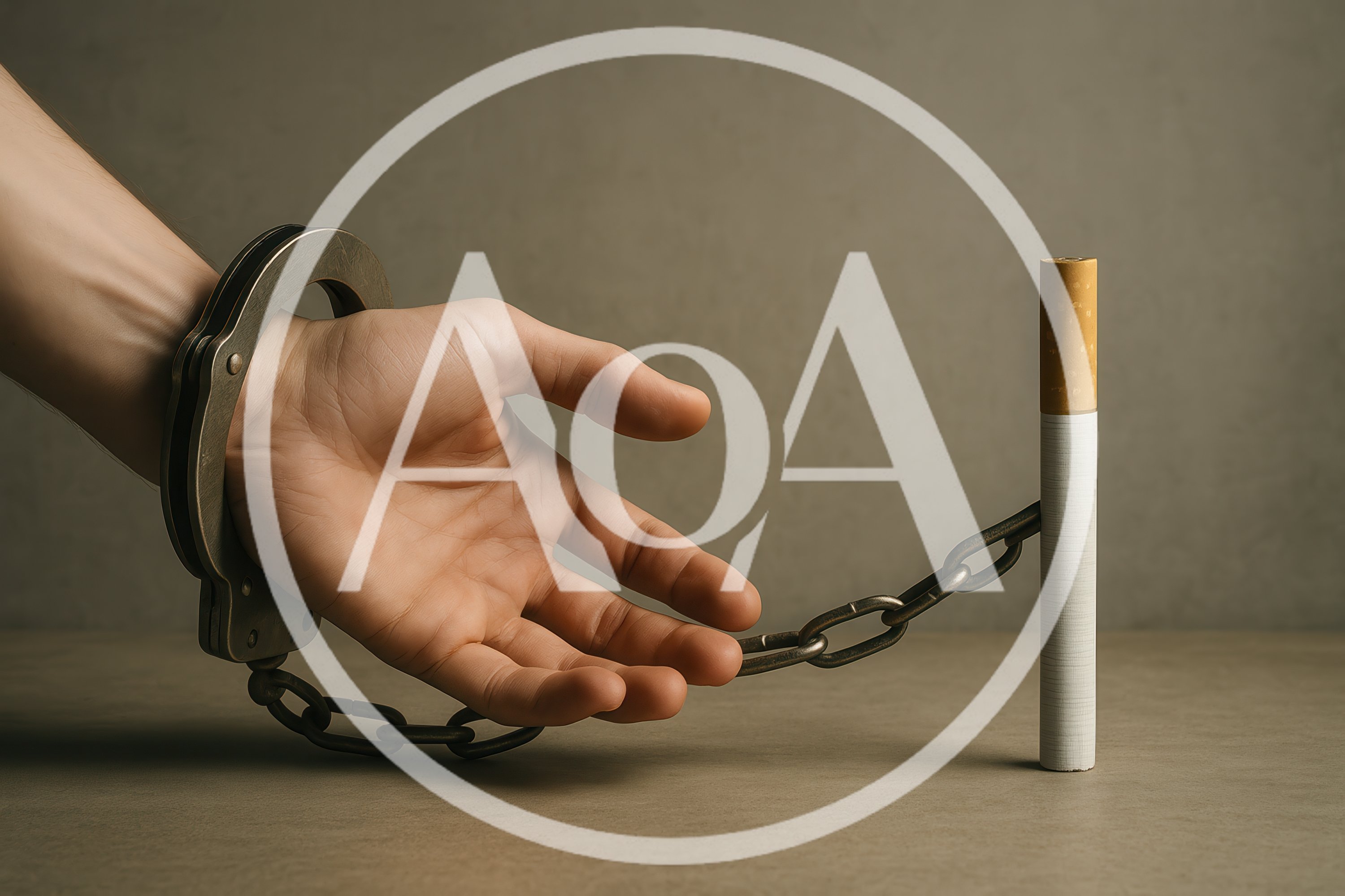 Handcuffed Human Hand Chained To A Cigarette