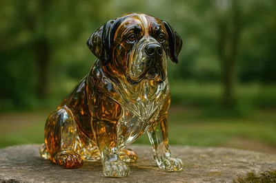 Glass Sculpture Of A Sitting Dog