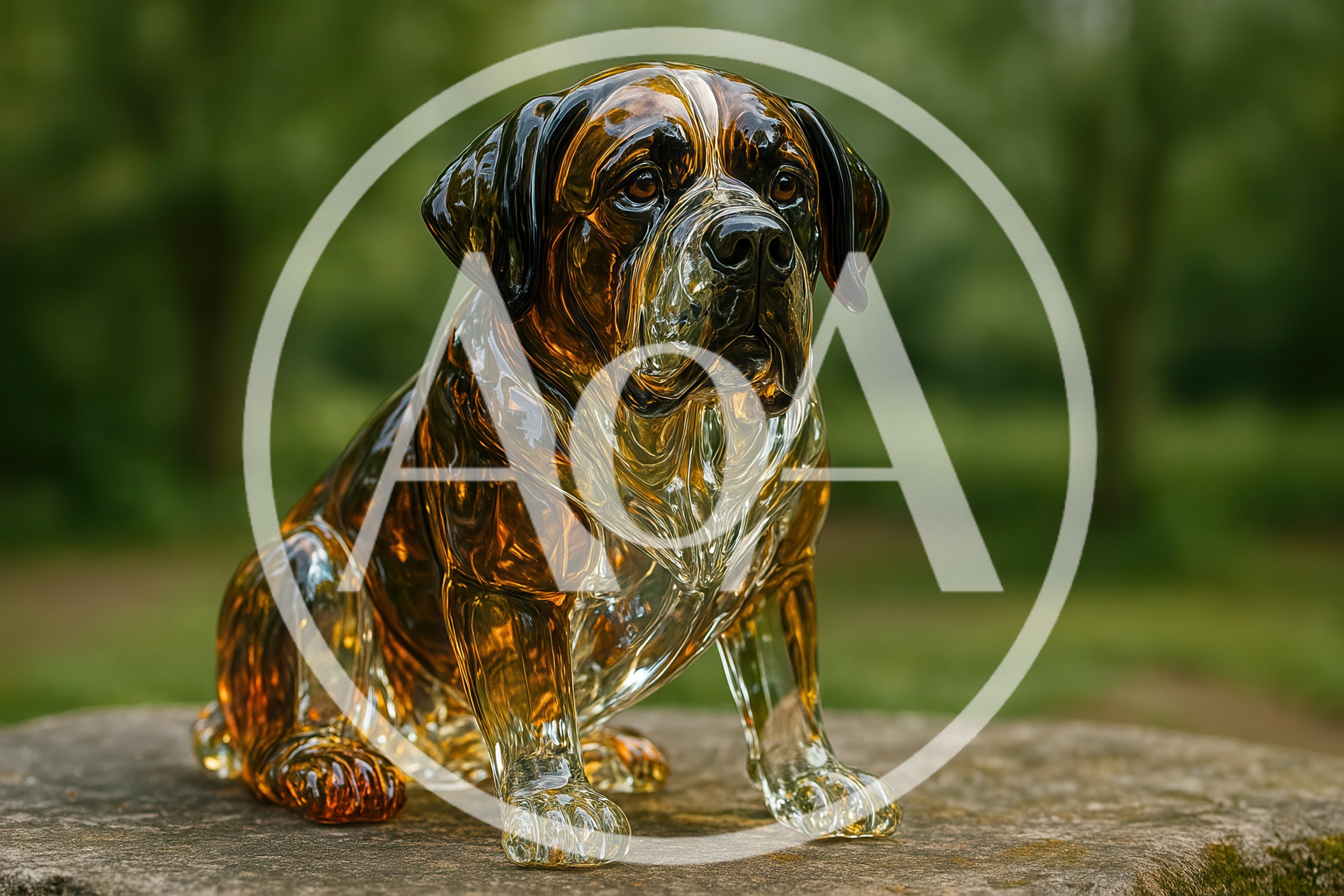 Glass Sculpture Of A Sitting Dog