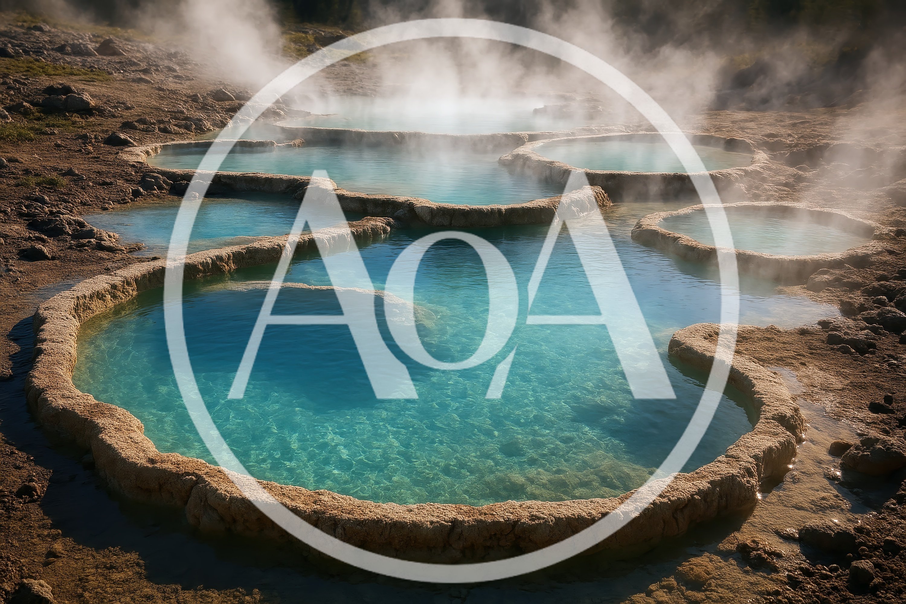 Steaming Geothermal Pools In Yellowstone National Park
