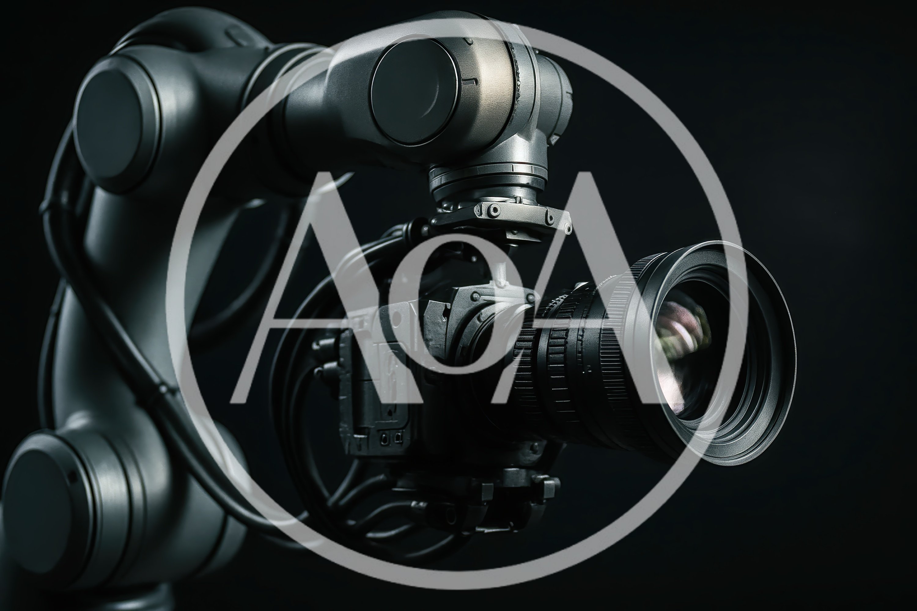 Industrial Robotic Arm Holding A Professional Cinema Camera