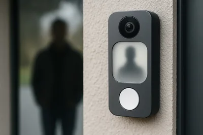 Modern Smart Video Doorbell Mounted On Exterior Wall