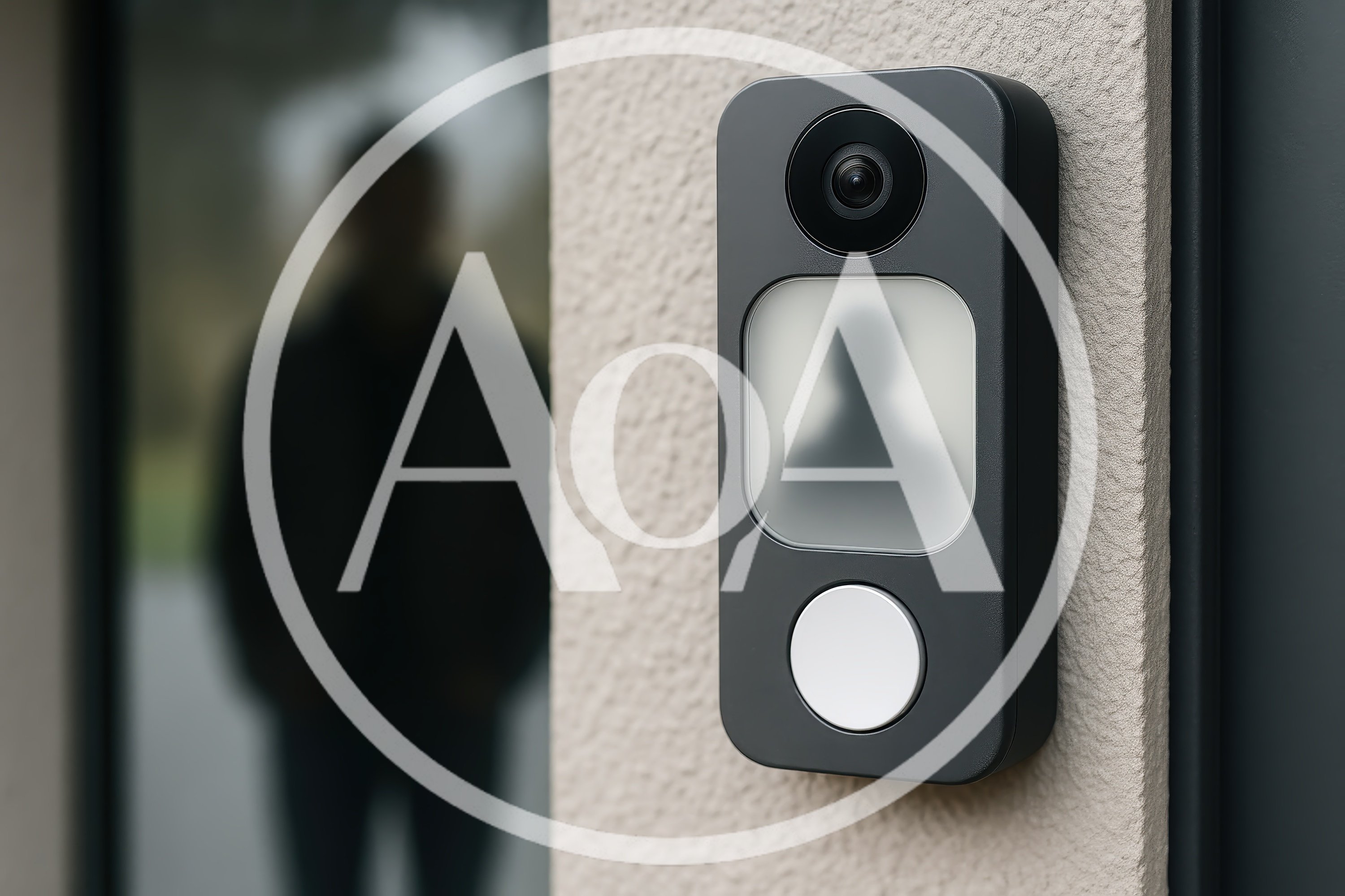 Modern Smart Video Doorbell Mounted On Exterior Wall