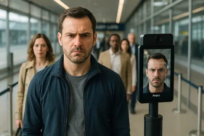 Man Undergoing Facial Recognition Security Screening at Airport