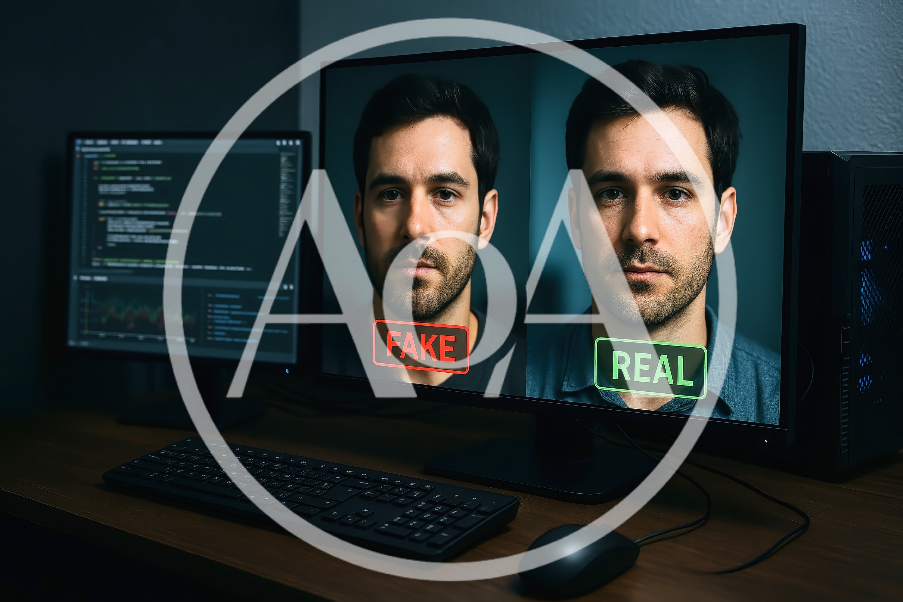 Computer Monitor Displaying Deepfake Detection Software Analysis