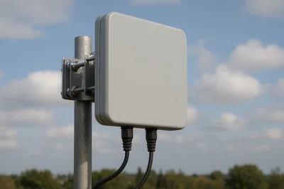 Outdoor Wireless Directional Antenna Mounted On Metal Pole