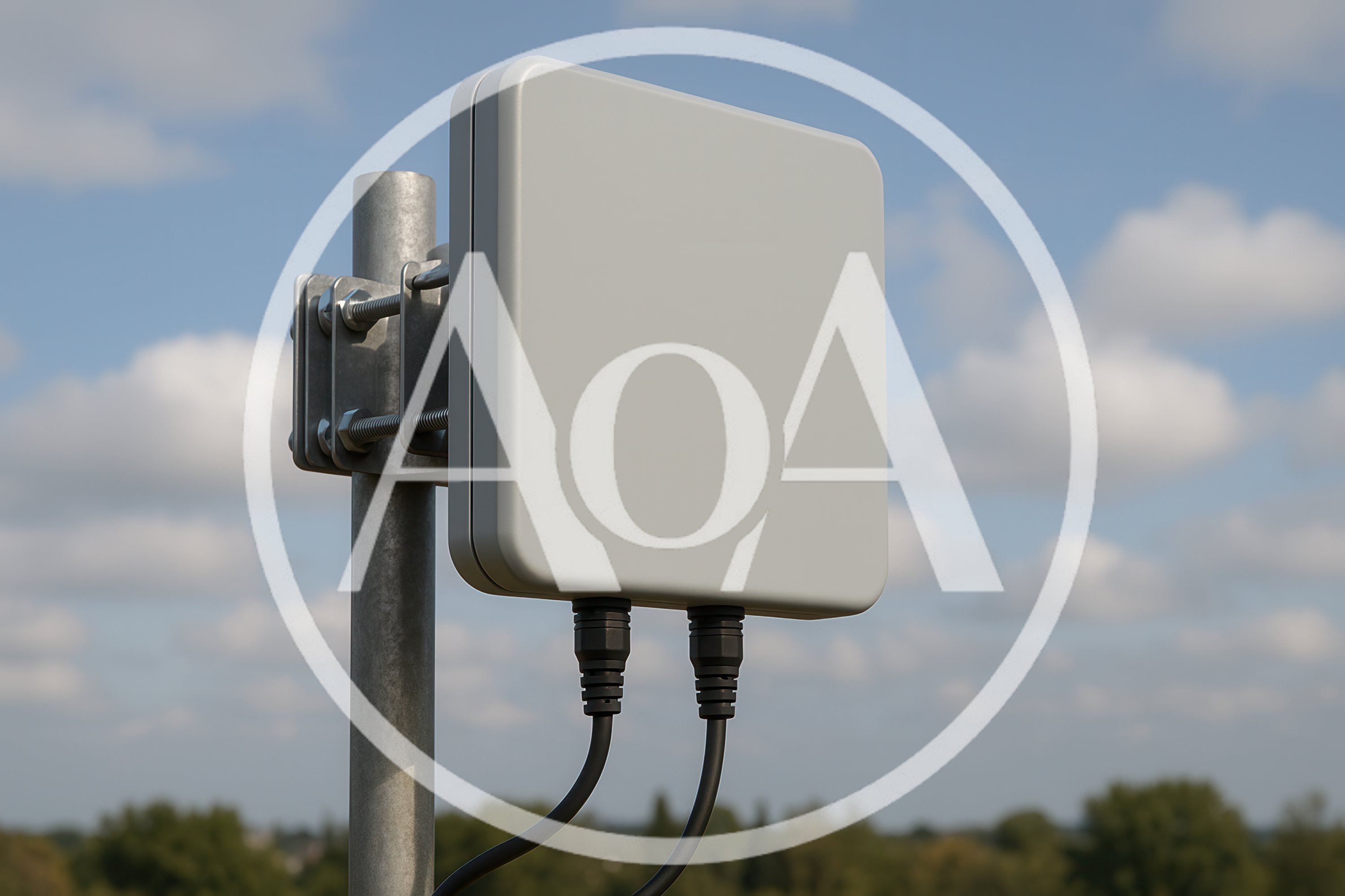 Outdoor Wireless Directional Antenna Mounted On Metal Pole