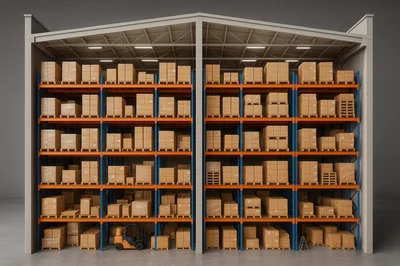 Warehouse Interior With Industrial Storage Racking Systems