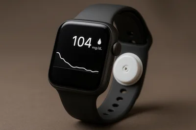 Smartwatch Displaying Blood Glucose Level With Sensor