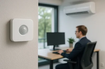 Motion Sensor Mounted On Office Wall