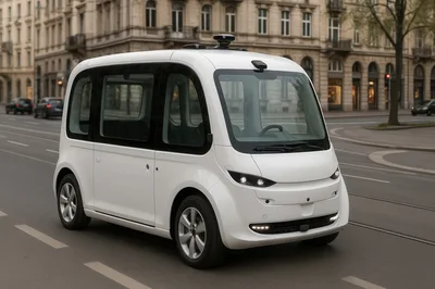 Autonomous Electric Shuttle Driving On City Street