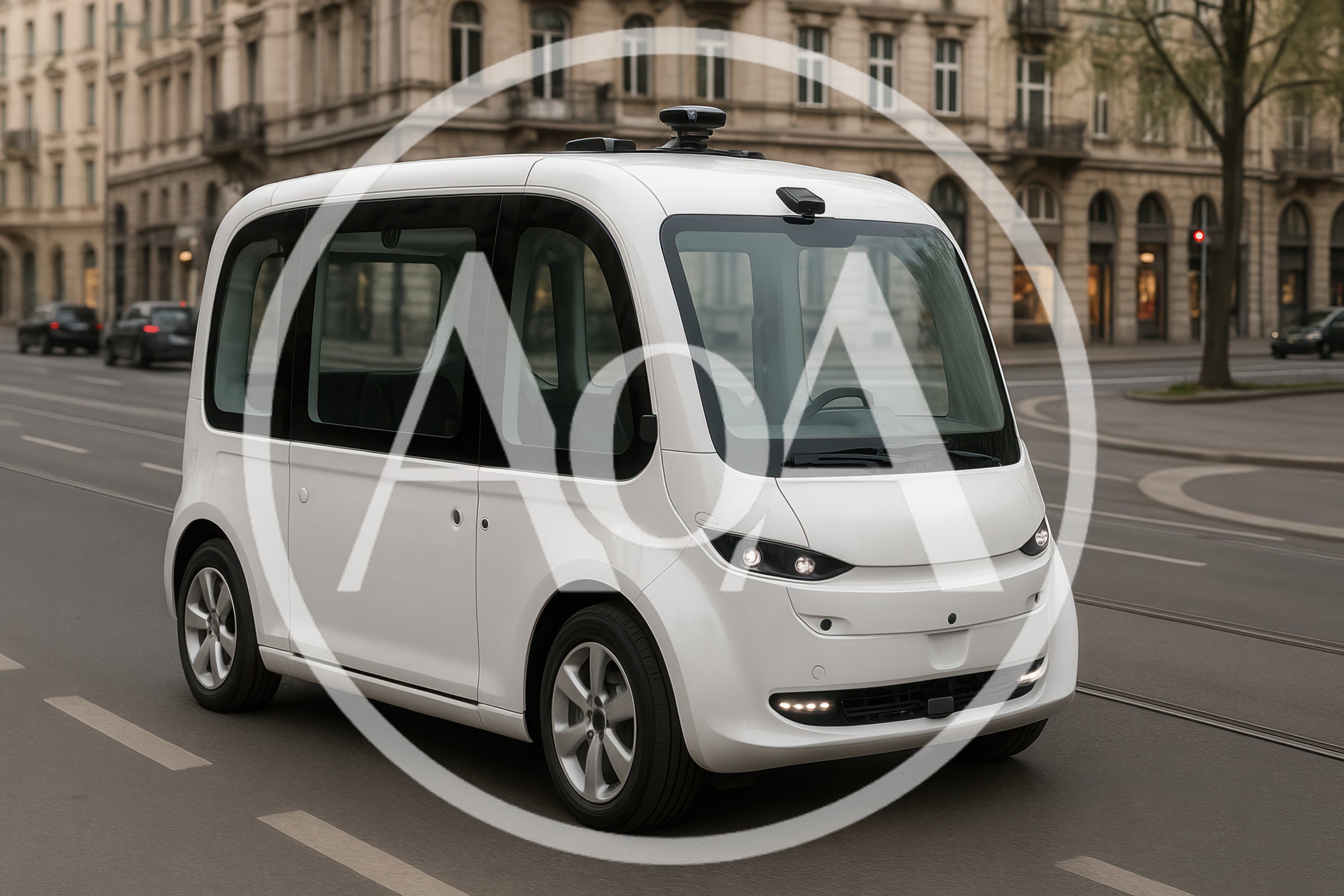 Autonomous Electric Shuttle Driving On City Street